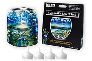 MODGY Luminary Lanterns Floating LED Candles with Batteries Included - Luminaries are Great for Weddings, Parties, Patios & Celebrations of All Kinds (Iris), Pack of 4