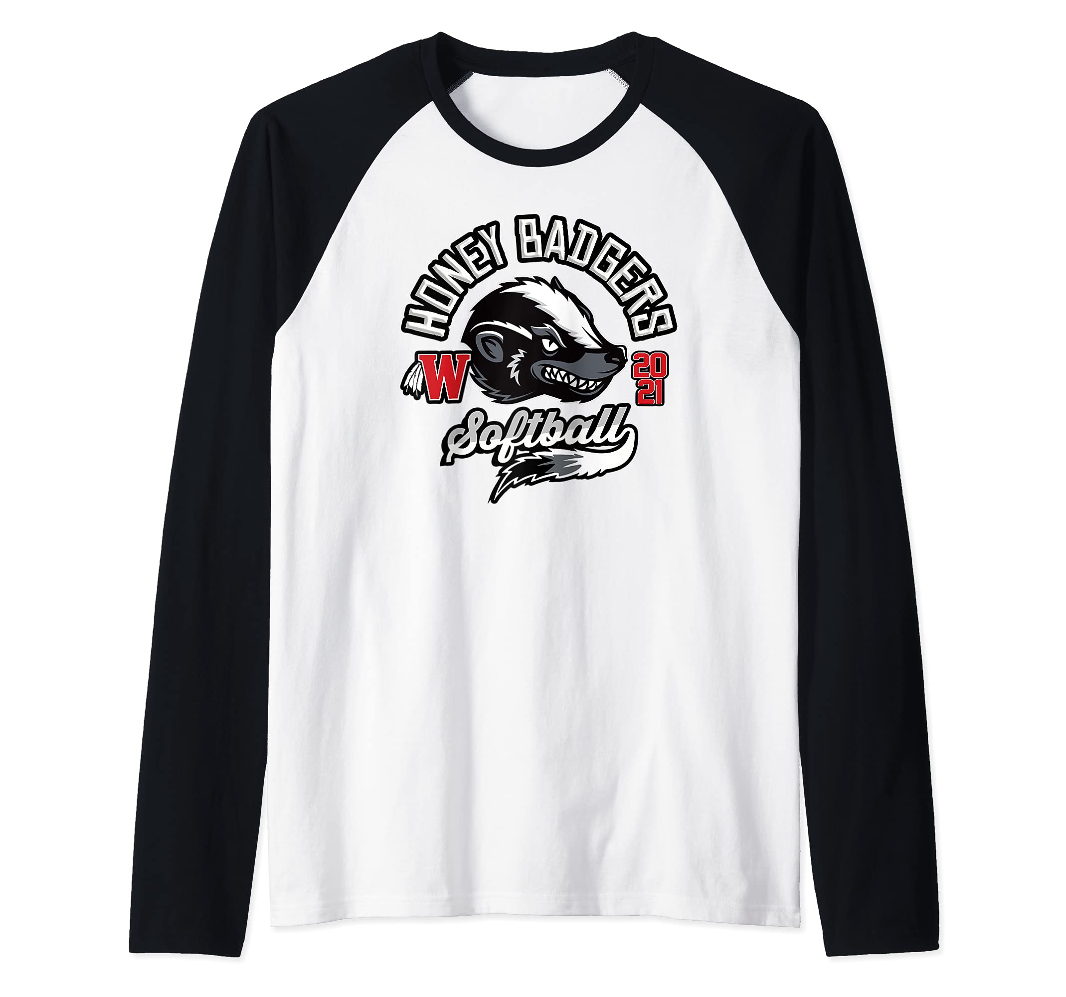 Honey Badger Softball Team Jersey Raglan Baseball Tee