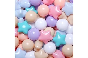 REALHAHA 100 Star Balls Plastic Balls for Ball Pit, Colorful Color for Boys Girls,Great Decoration for Ball Pit, Baby Room, Party, Play Tent, Ball Pool, Macaron Colors
