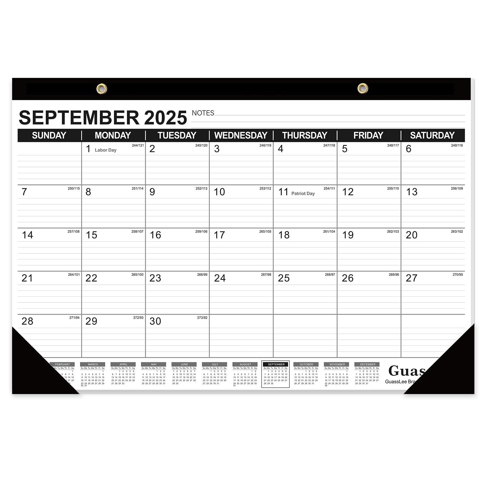 Photo 1 of GuassLee Desk Calendar 2025-2026, 19-Month Academic Calendar, Sep. 2025 to Mar. 2027, 17x11.5 Inch School Year Paper Calendar Desk Planner with Julian Date and Ruled Blocks for Office Home