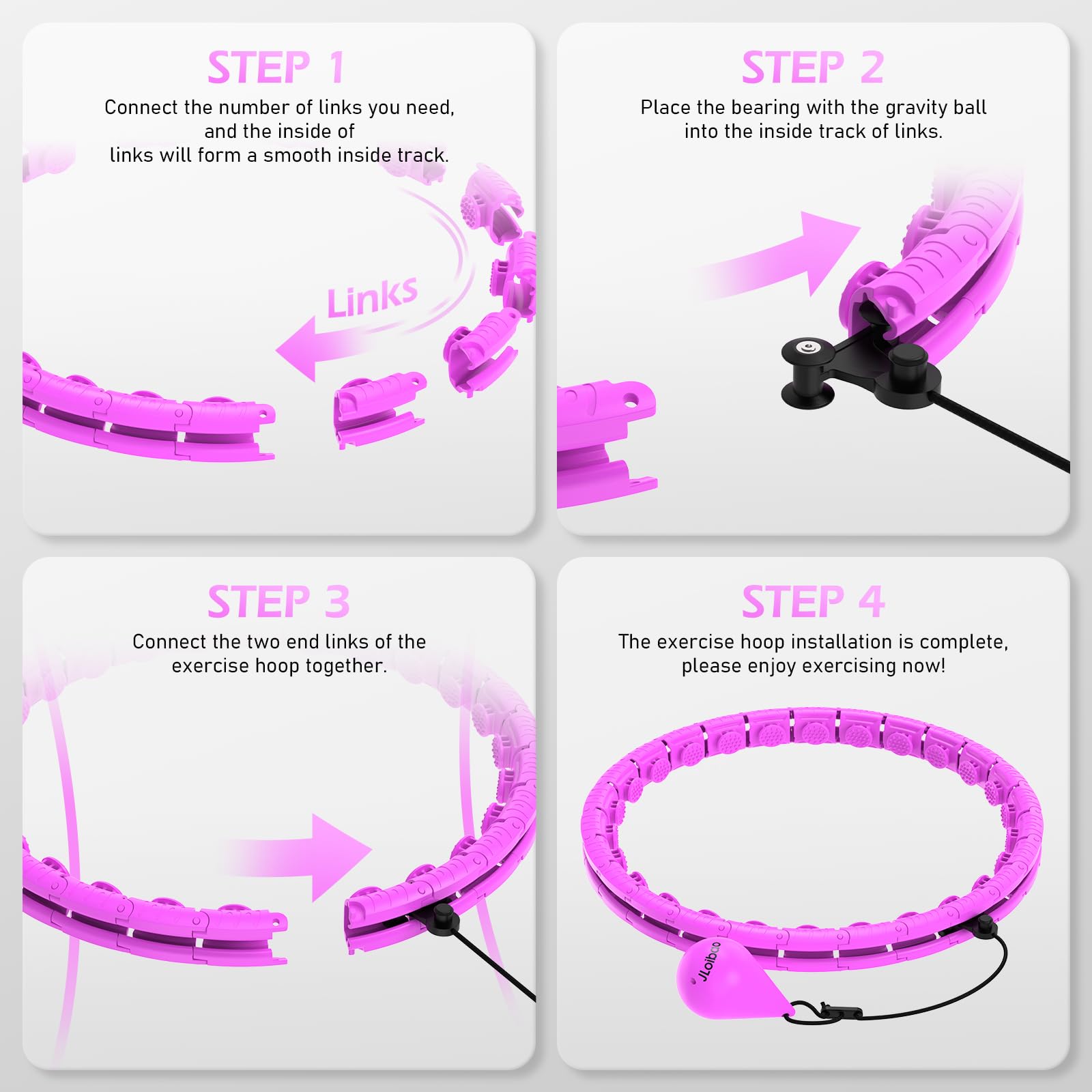 Weighted Hula Circle with 26/32 Links(56-66 Inch) for Adults Weight Loss, Infinity Fitness Hoop Plus Size, for Women Smart Exercise Equipment