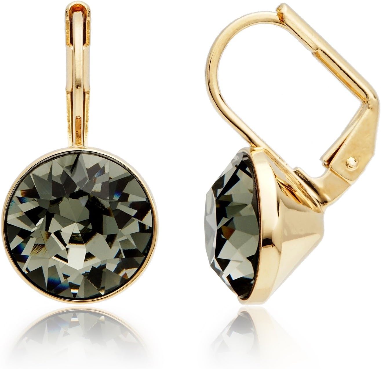 MYJS Bella Earrings with 4 Crt Black Diamond Swarovski Crystals Gold Plated