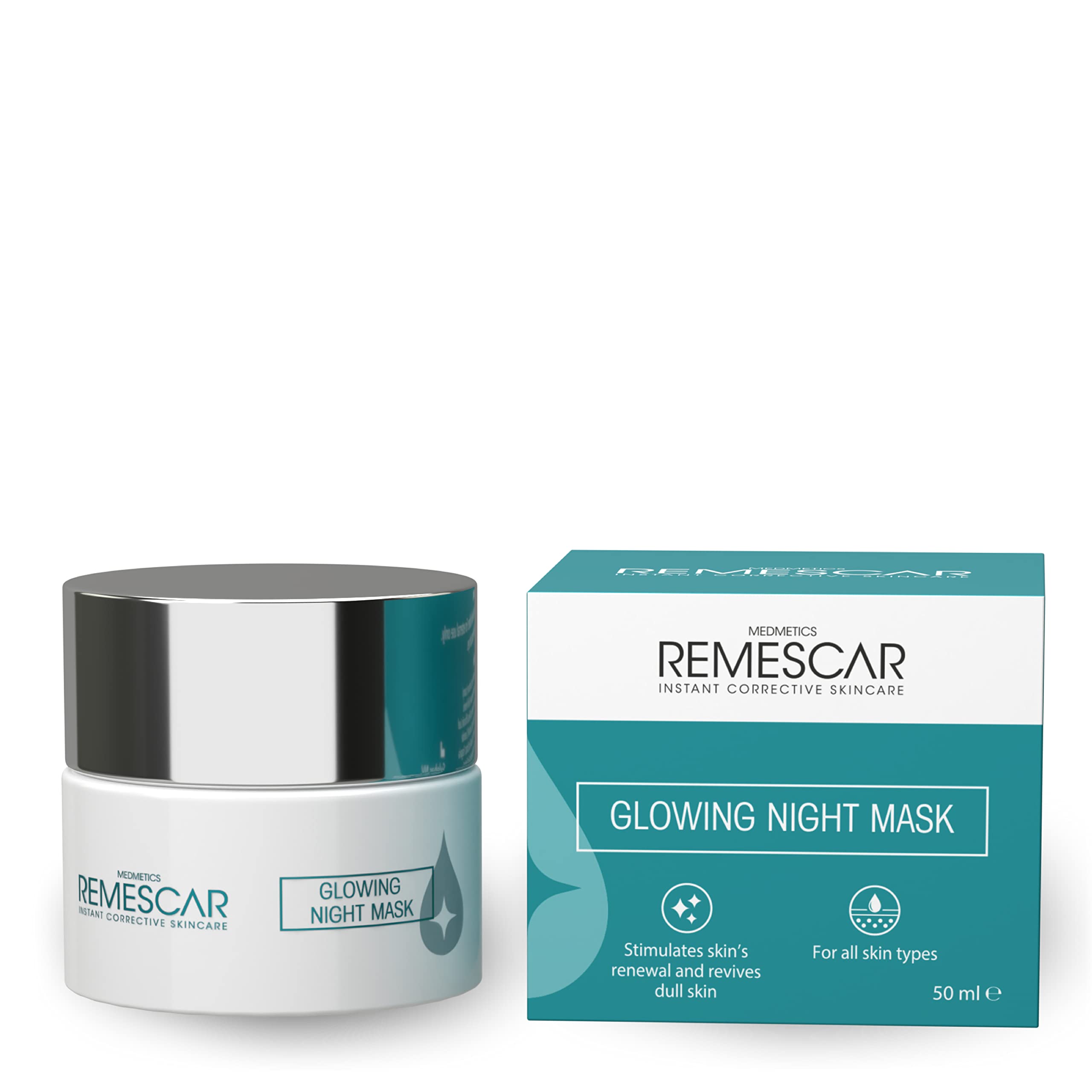 Remescar Glowing Night Mask 50ml - Overnight Leave-on Face Mask to Stimulate Skin's Renewal and Revive Dull Skin - Clarifying Exfoliating Mask to Unclog Pores - Night Cream for Radiant Complexion