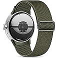 Stretchy Nylon Bands Compatible with Google Pixel Watch 3 Band 41mm, Pixel Watch 2 Band, Pixel Watch Band - Upgraded Metal Lugs - Adjustable Elastic Sport Loop Straps for Google Watch Women Men