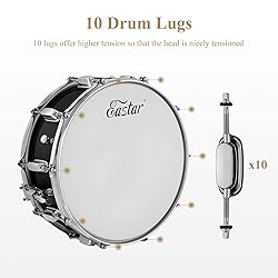 Eastar Snare Drum Set with Drum Sticks, Stand, Mute
