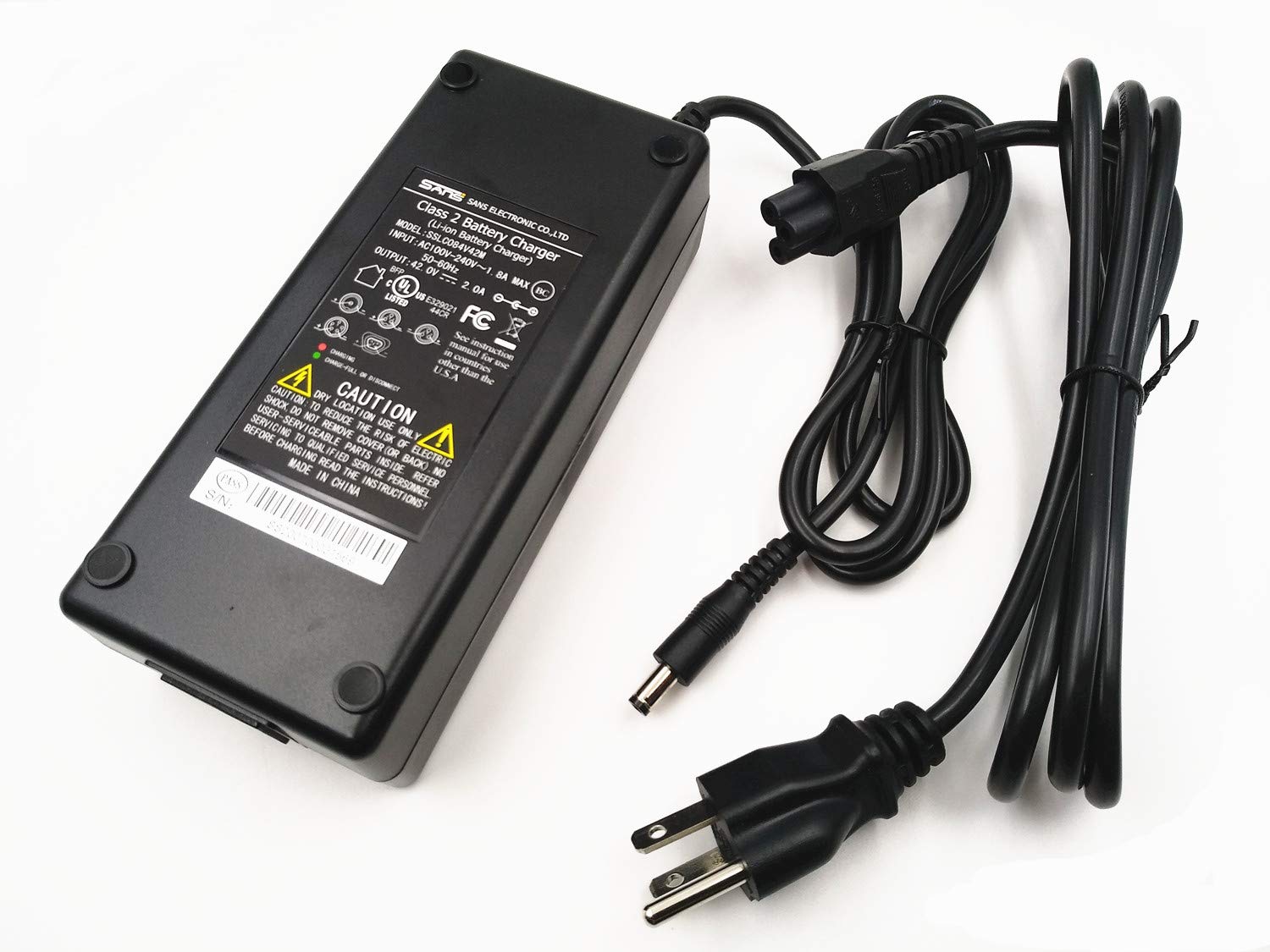 SANS 36V Lithium Battery Charger Output 42V 2A for Electric Bike Scooter Wheel Batteries (DC2.1 Connector(5.5X2.1 mm))