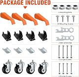 Ronlap 2.5" Heavy Duty Retractable Casters 4 Pack Workbench Wheels 300KG Side view 8