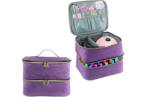 BOCZIF Nail Polish Carrying Case, Double-Layer Nail Polish Storage Bag- Fits Nail Dryer Lamp and 30 Bottles(15ml/0.5 fl.oz), Nail Polish Organizer bag with Adjustable Divider for Manicure Set (Purple)