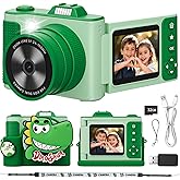Myvia Kids Camera, Christmas Birthday Gifts for Boys Girls Age 3-12,Upgrade HD Flip Digital Video Cameras for Kids, Portable Toys for 3 4 5 6 7 8 9 10 Year Old Childrens with 32GB SD Card-Green