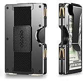 OTOPIO Black Slim Wallet for Men – Minimalist RFID Blocking Wallet with Upgraded Hinged Money Clip, Professional & Durable, Holds up to 20 Cards - Aluminum Alloy