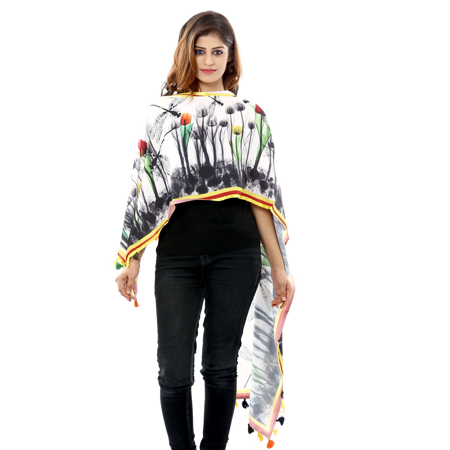 grishti saptrangi women's multicolor satin stole