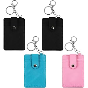 GTILE 4 PCS Slim Credit Card Holder PU Leather Card Holder with Clip | 3 Colors ID Badge Holders, Back/Front Pocket Purse Wal