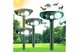 JAHY2TECH 2024 Upgraded Ultrasonic Animal Repellent Outdoor Solar Deer Repellent Devices Cat Repellent Solar Animal Repeller with Motion Sensor to Scare Squirrel Raccoon Coyote Skunk Repellent for Yard,4 Pack