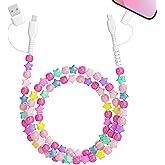 Aolcev 4 in 1 USB C Cable Multi Beaded for iPhone Charger Cord for iPhone 17 16 15 Pro Max 3.3FT Fast Charging Cable 66W USB A Type C iOS Cable for iPhone 14 13 Pro Max Galaxy S25 Colorful Stars
