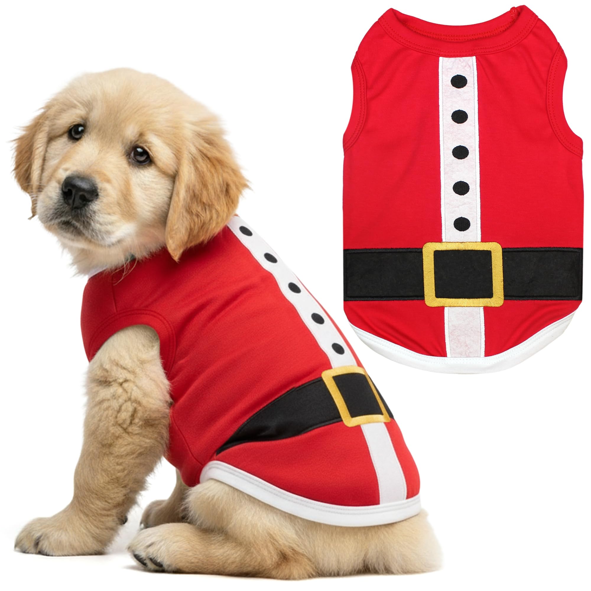 Parisian Pet Funny Christmas Holiday Dog Cat Pet Shirts Tee Tanks - Naughty or Nice, Santa Outfit, Elf Size, Santa's Helper, Sorry Santa I Ate Your Cookies (Santa Outfit, XXS)