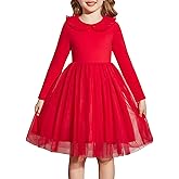 Arshiner Toddler Tutu Dress Girls Long Sleeve Fall Winter Peter Pan Collar Party Tulle Dresses for 2-6Y
