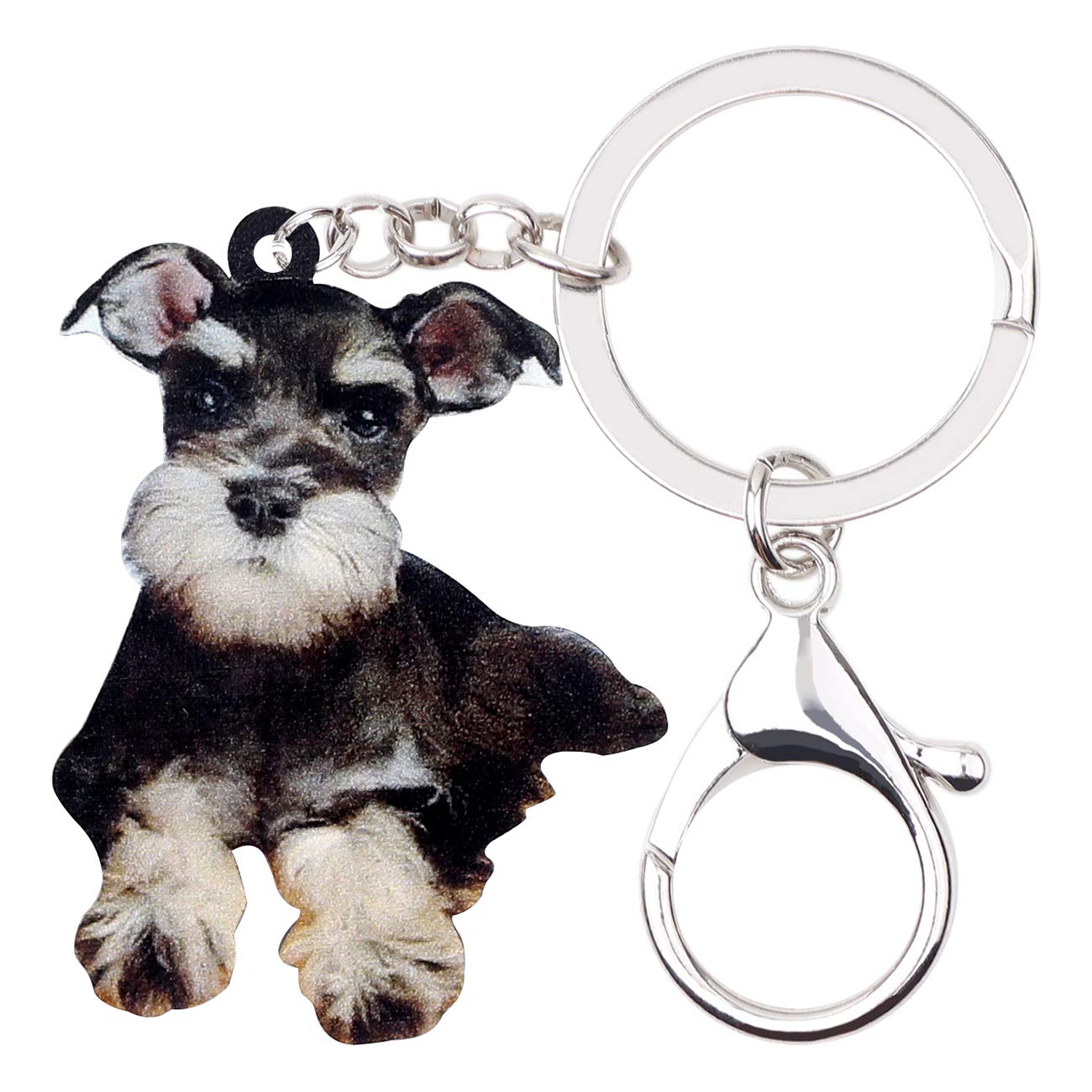 BONSNY Acrylic Cute Schnauzer Dog Keyrings For Women Girl Pet Keychain Key Bag Phone Charm Jewellery Gift (Black)