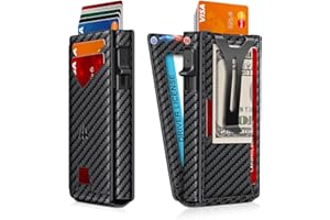 RUIICI Wallet for Men，Slim Minimalist Wallet with Money Clip ＆ ID Window, RFID Blocking Pop-Up Credit Card Holder，Smart Auminum Mens Wallet Holds 9-13 Cards, Front Pocket Bifold (Magnetic Closure, Gift Box)