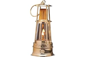 Oil Lamp - 10” Tall Miners Lamp with Brass Body, Glass Chimney, and Mesh Screen - Handmade Decorative Kerosene Lantern - Oil Lamps for Indoor or Outdoor Use by Kings County Tools