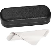 RayLove Glasses Case Hard Shell Eyeglass Case with Cleaning Cloth, PU Leather Protective Eye Glass Cases Fits Most Sunglasses