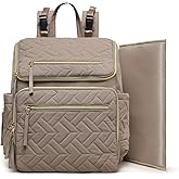 Omanmoli Diaper Bag Backpack Baby Large Travel Work School Backpack for Women with 17 Bag Organizers,4 Insulated Pockets,Portable Changing Pad,Stroller Buckles,Brown