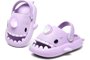 XPKWS Shark Slides Kids Clogs LED Light up Garden Shoes Sharklas Boys Girls Mules Sandals Toddler Slippers Indoor Outdoor Non-slip