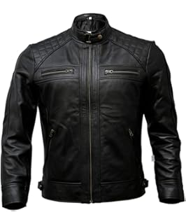 Mens Genuine Leather Biker Jacket Black | Vintage Brown Distressed Lambskin Motorcycle Jackets for Men
