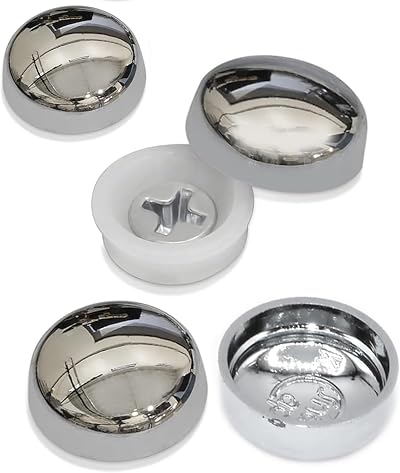 SISI UK Chrome Dome Screw Cover Caps for 6g 8g Mirror Screws Pack of 10