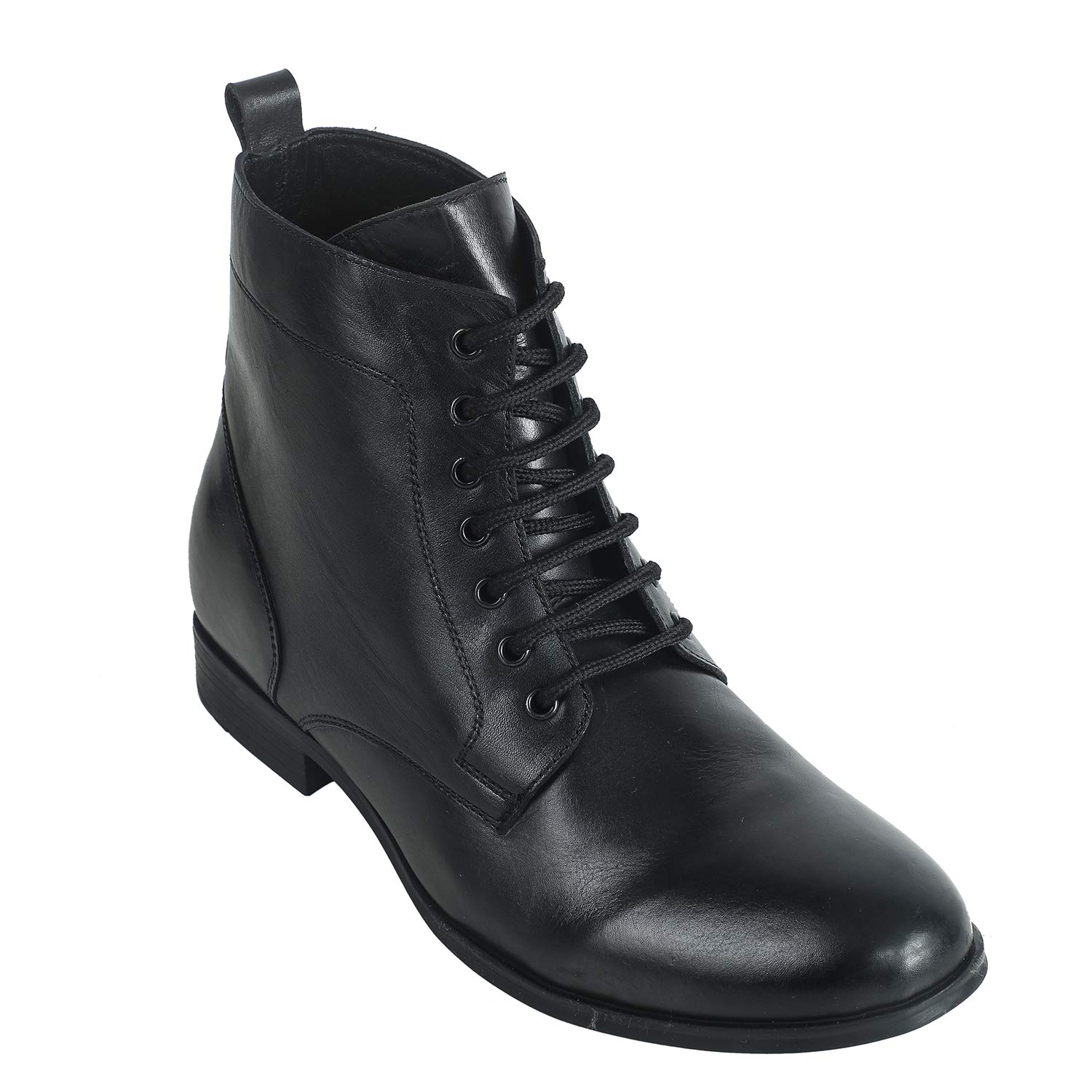 Buy Men's Black Leather Laceup Boots with Height (numeric_8_point_5