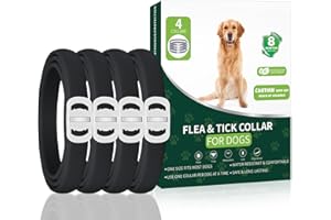 KYGNE Flea and Tick Prevention for Dogs, 4 Pack Flea Collar for Dogs, Dog Flea and Tick Treatment, 32 Months Protection, Waterproof, Adjustable Collar for Dog, One Size Fits All for All Breeds, Black