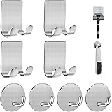 Diesisa Razor Holder for Shower + Adhesive Wall Hooks, Premium 304 Stainless Steel Shower Razor Holder with Heavy Duty Waterp