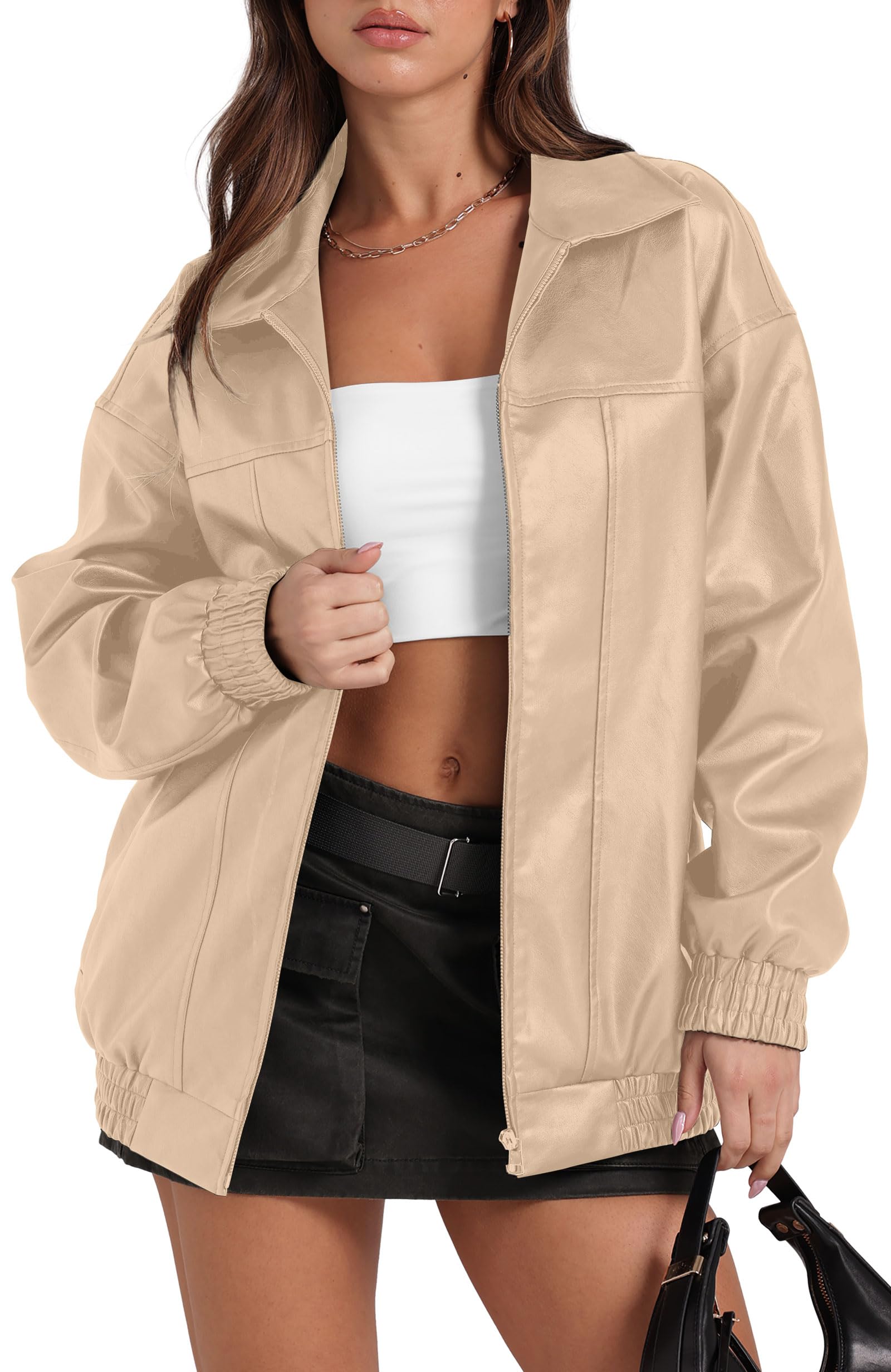 SAMPEEL Leather Jacket Women Faux Oversized