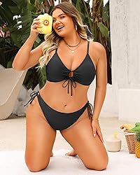Women's Plus Size Triangle Bikini Set, Sexy Tie
