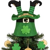 St. Patrick Day Tree Topper Hat Elf Legs Tree Topper for Holiday Decor | Irish Shamrock Velvet Top Hat Tree Decorations for Holiday Home Party Decor Fancy Costume
