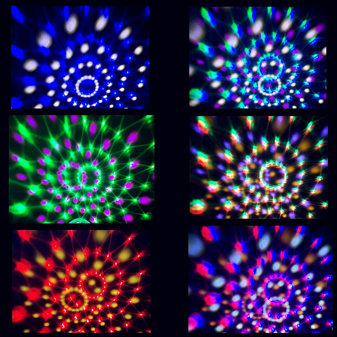 Disco Ball Lights Party Projector LED Magic Crystal Stage DJ Light Strobe 6 Colors Music Activated Remote Control Rotating Birthday Parties Pub Decoration Wedding Celebration KTV Bar(6 Colors)