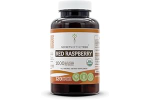 Secrets of the Tribe Red Raspberry USDA Organic Capsules | Certified Organic Vegetarian Capsules, Herbal Dietary Supplement | Rubus idaeus Dried Leaf (120 Count)
