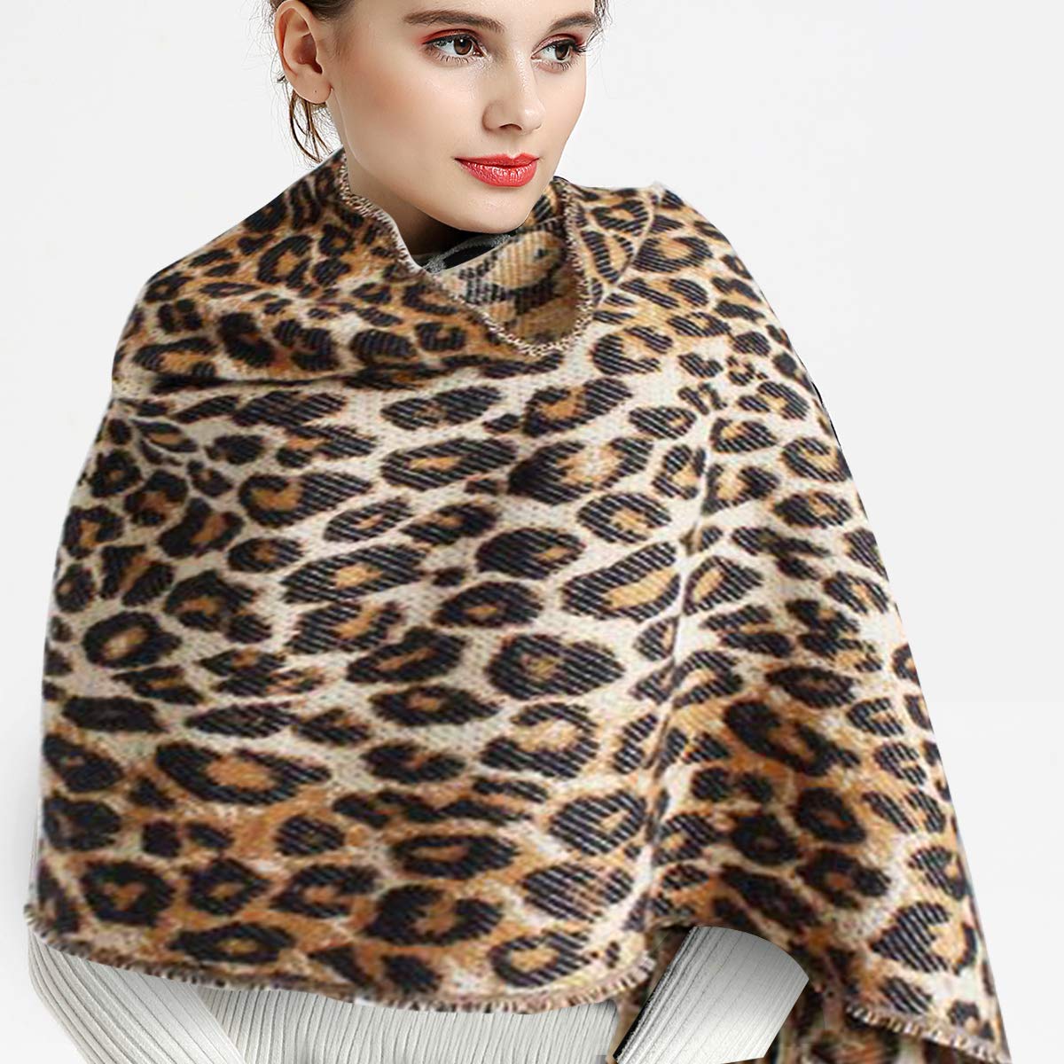 Yinuoday Winter Leopard Scarf with Tassels for Women Warm Winter Neck Wraps Pashmina Shawls Yinuoday Winter Leopard Scarf with Tassels for Women Warm Winter Neck Wraps Pashmina Shawls