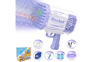 METINI Bubble Gun Rocket 69 Holes Soap Blaster Machine, Bazooka Bubble Launcher Blower Toys for Kids Outdoor Indoor, Bubble Maker for Party Birthday Wedding(Purple)