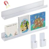 Apipi 17" Acrylic Magnetic Book Shelf &amp; Pen Holder Sets for Whiteboard | White Board Accessories, Classroom Must Haves, Stable Books Display Shelves, Teacher Essentials, Holds up to 8 lbs, White