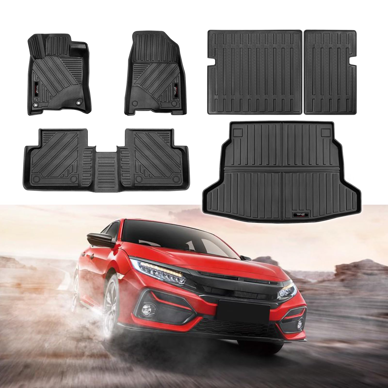 2022-2025 Honda Civic Hatchback Floor Mats + Cargo Liner + Backrest Mats - Full Set Protection