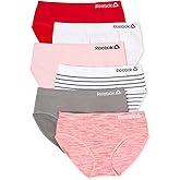 Reebok 6-Pack Seamless Toddlers Girls Soft Underwear Hipster Panties(Neon Pink-White Stripe-2T/3T)