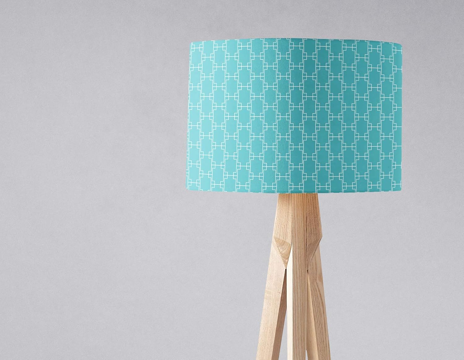 Turquoise Lampshade White Geometric Design 8 or 12 inch