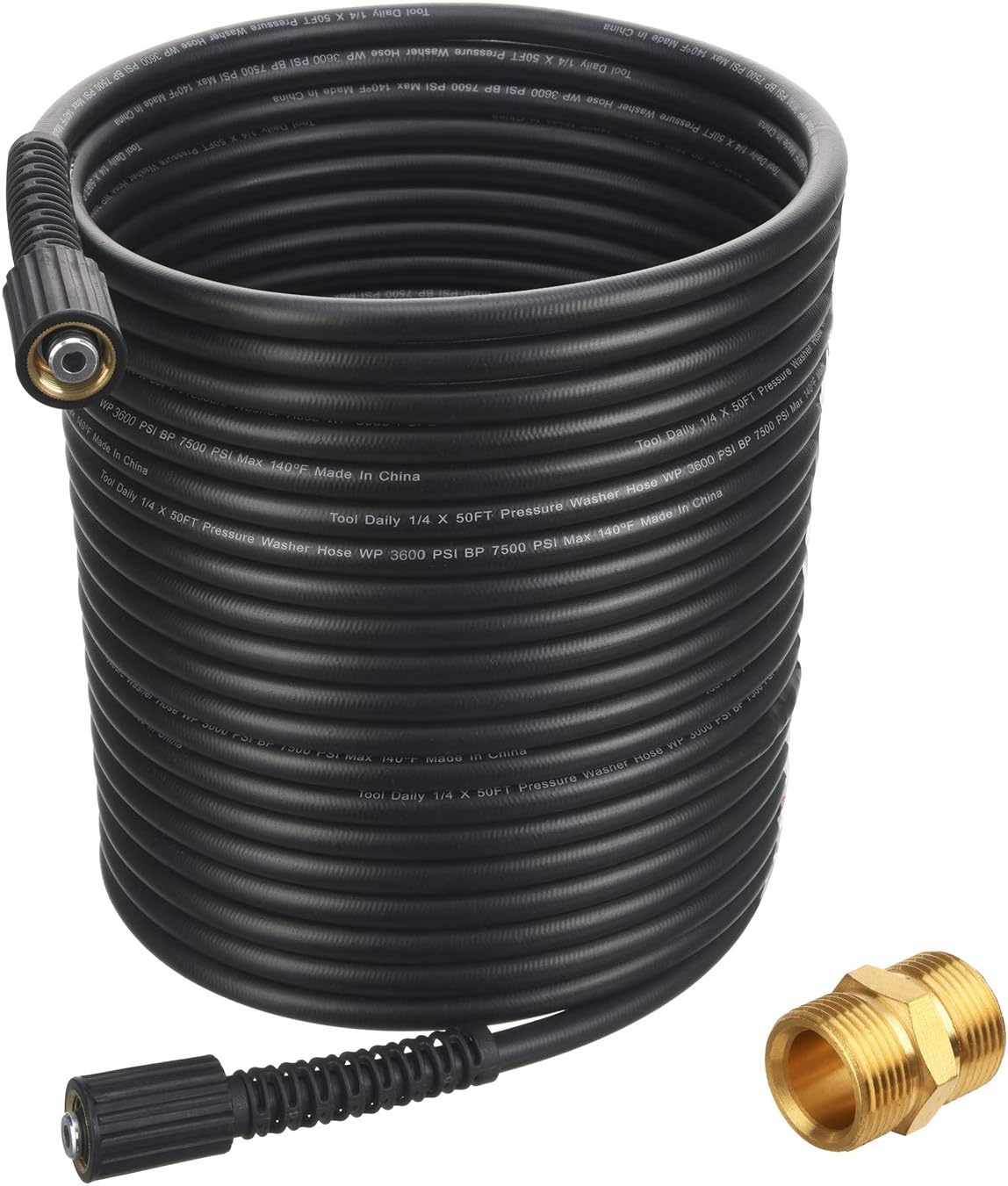 Tool Daily High Pressure Washer Hose 50 FT X 1/4 Inch, 3600 PSI, M22