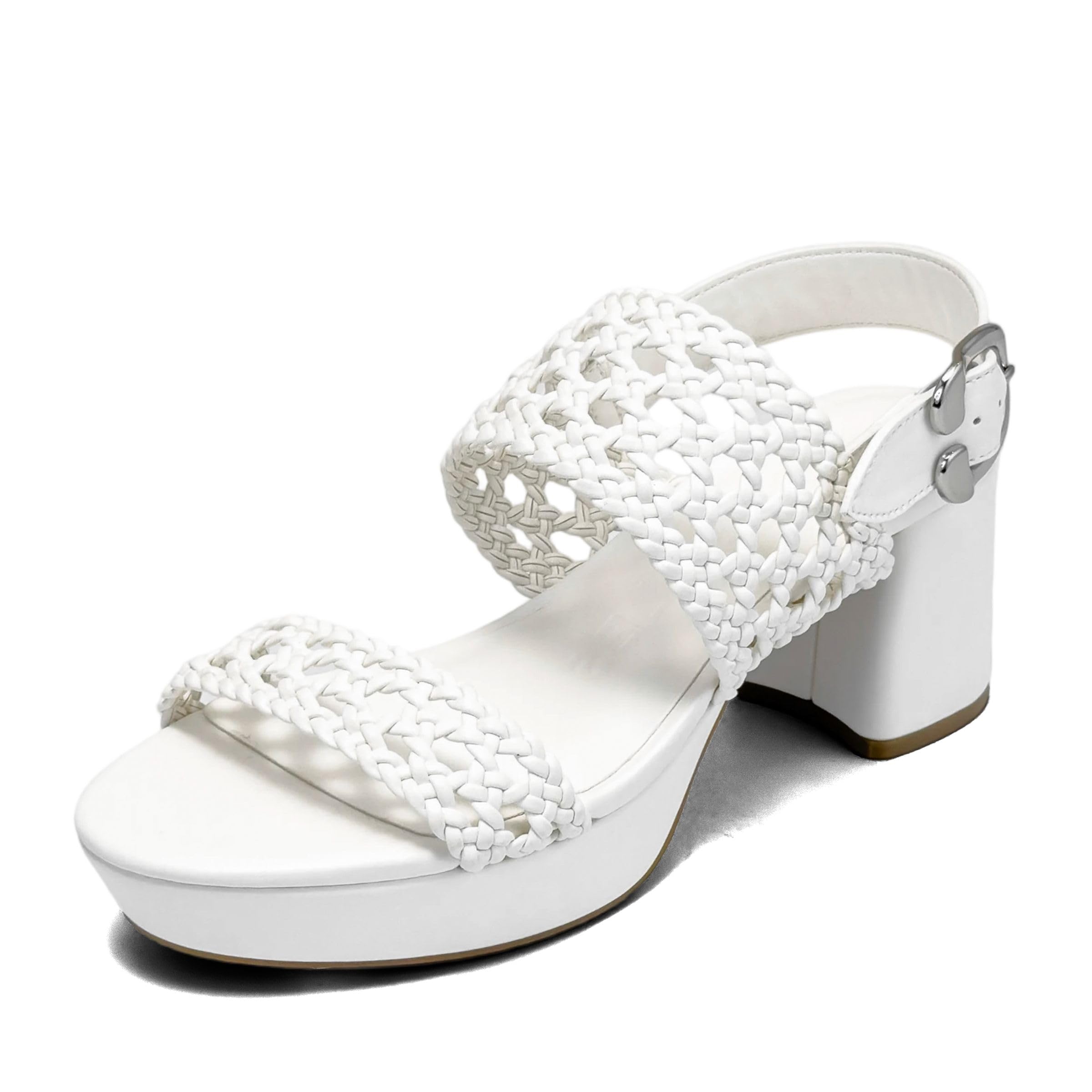 Aerosoles Women’s CAMERA Platform Sandal, White Embossed Woven, 6.5M