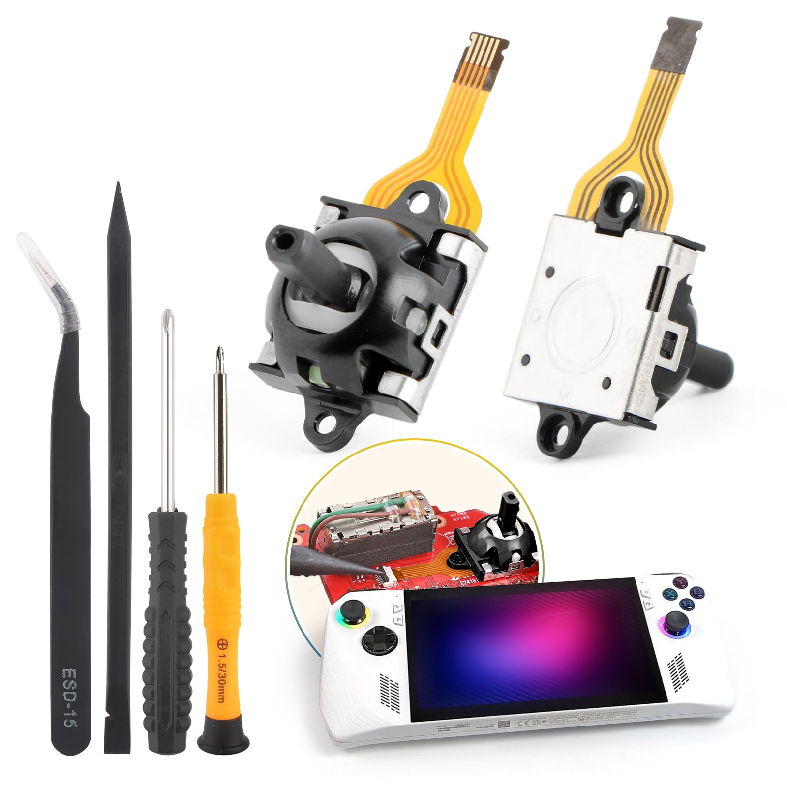 Photo 1 of 1PCS Hall Effect Joysticks for Asus ROG Ally RC71L Joystick Replacement for GPD WIN3 Windows 10 3D Analog Stick Sensor Wheel Thumbsticks Module Handheld Console Accessories Parts with Repair Tools