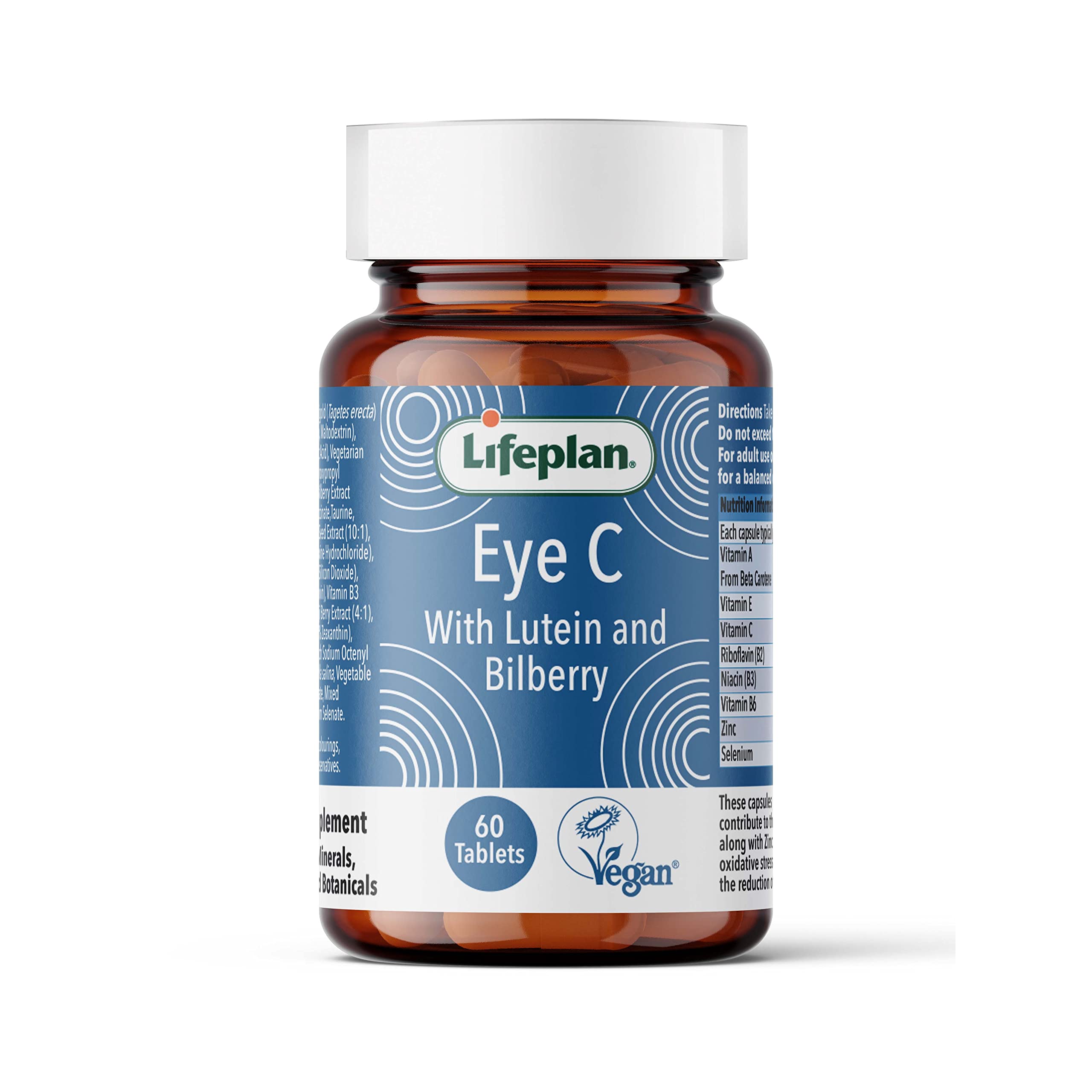 Lifeplan Eye 'C' with Lutein Bilberry & Zinc Capsules x 60. Helps Maintain Healthy Eyes