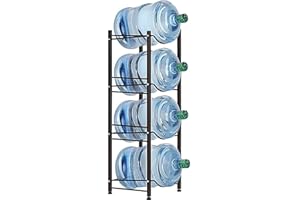 SEHERTIWY 5 Gallon Water Jug Holder Water Bottle Storage Rack, 4 tier water cooler jug rack, 5 gallon water jug stand, 5 Gallon Water Bottle Holder(4 Tier, Dark Brown)
