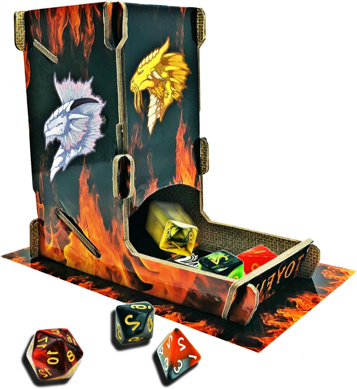 Dice Tower Kit Printed with Fire Design DND Dice Roller with Dragon
