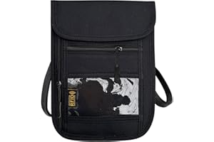 DEEZOMO RFID Blocking Travel Neck Wallet Pouch and Passport Holder, Travel Neck Pouch Passport Holder for Women & Men - Black