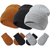 Baby Hats and Mittens Set Infant Toddler Beanie Caps Hospital Hat Set Newborn Gloves for Baby Boys Girls